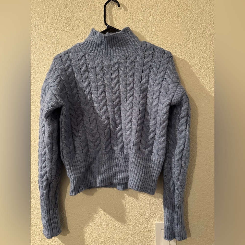 Kendall & Kylie Blue Cable Knit Turtleneck Sweater